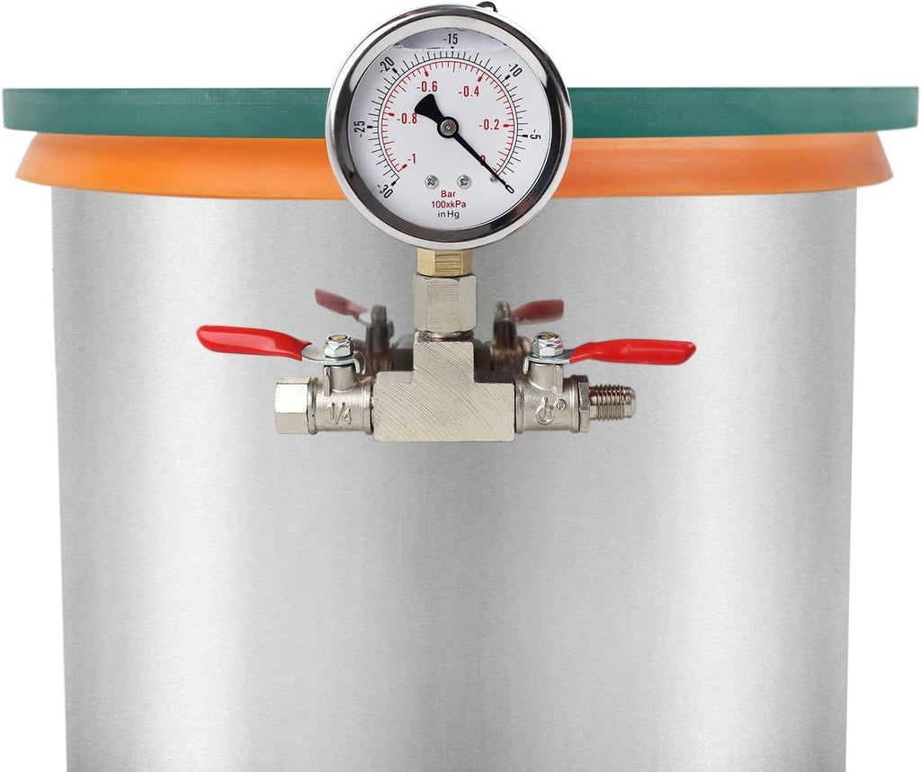5 Gallon Stainless Steel Vacuum Chamber Kit with Tempered Glass Lid A1804