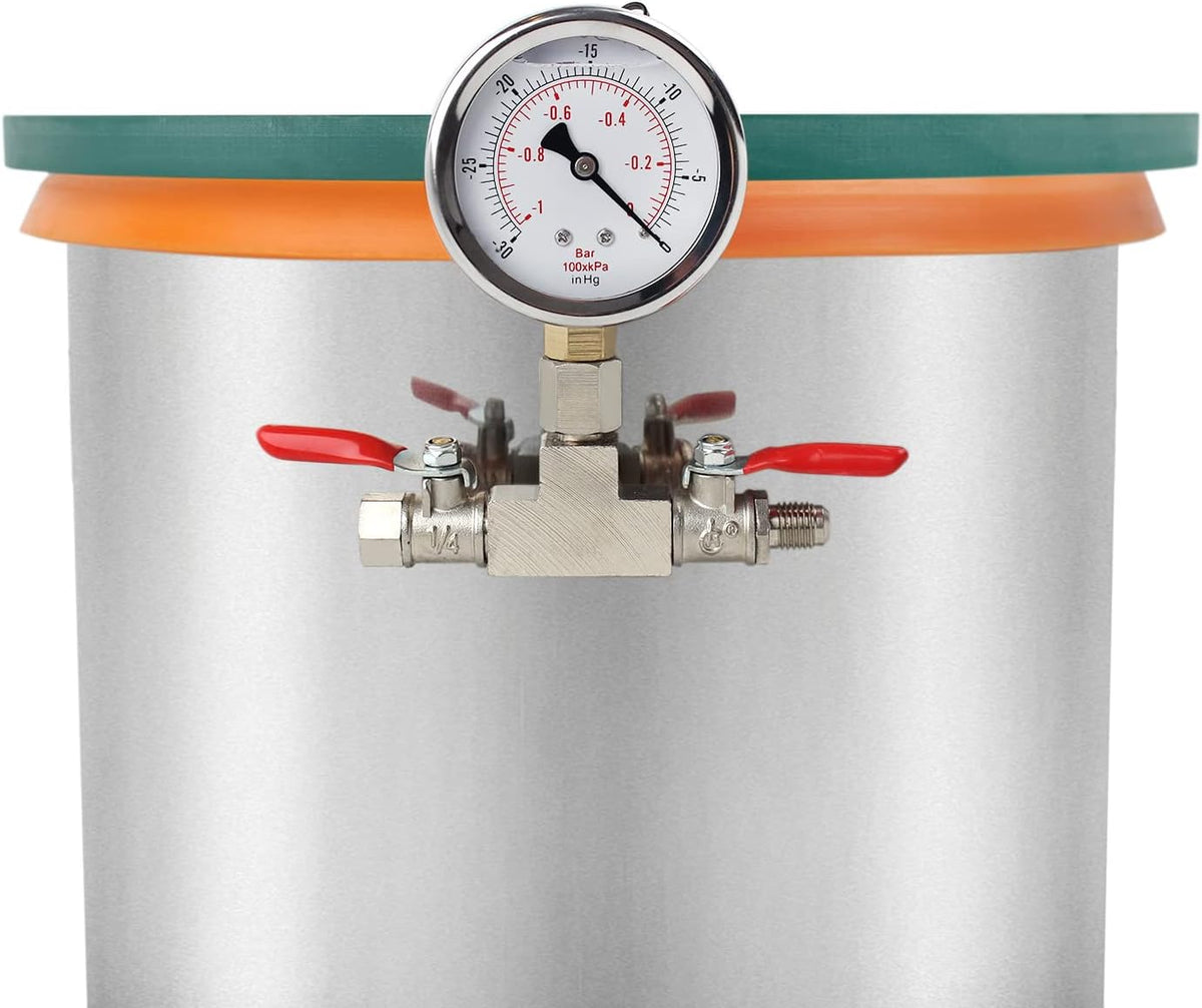 5 Gallon Stainless Steel Vacuum Chamber Kit with Tempered Glass Lid A1804