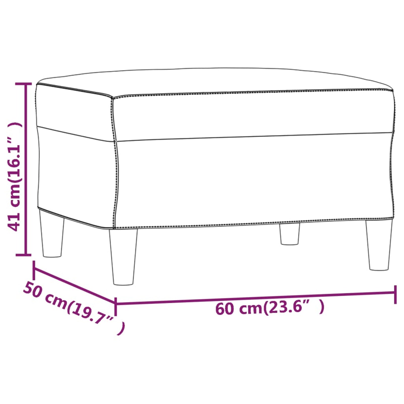 Fabric Padded Ottoman with Wood Legs Stool A67305