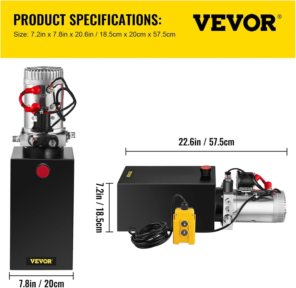 10 Quart 12V DC Single Acting Hydraulic Pump W504057