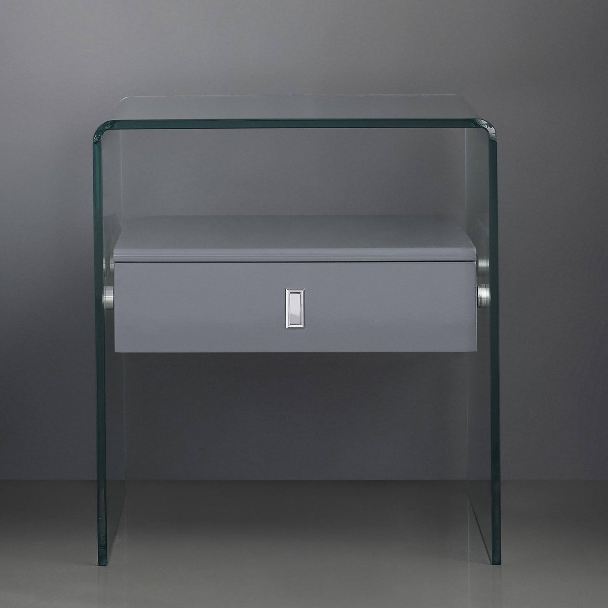 Gray High Gloss Nightstand M6257