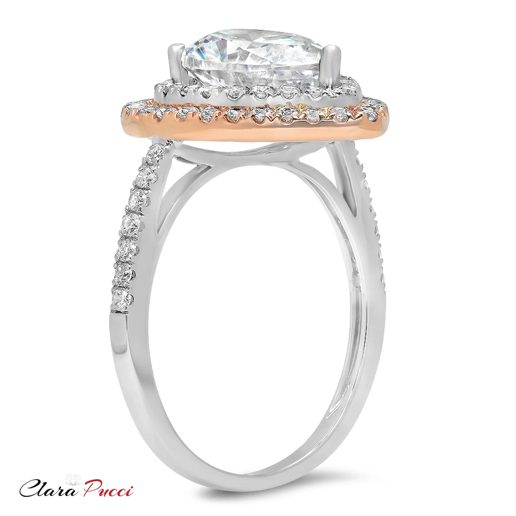Pear Cut Natural Diamond 18K White Rose Gold Engagement Ring G59110