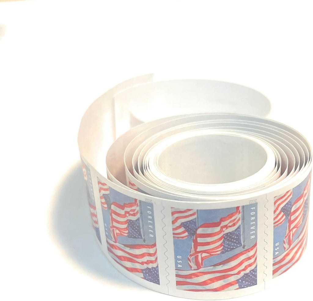 100 Roll US Flag Postage Stamps B60806
