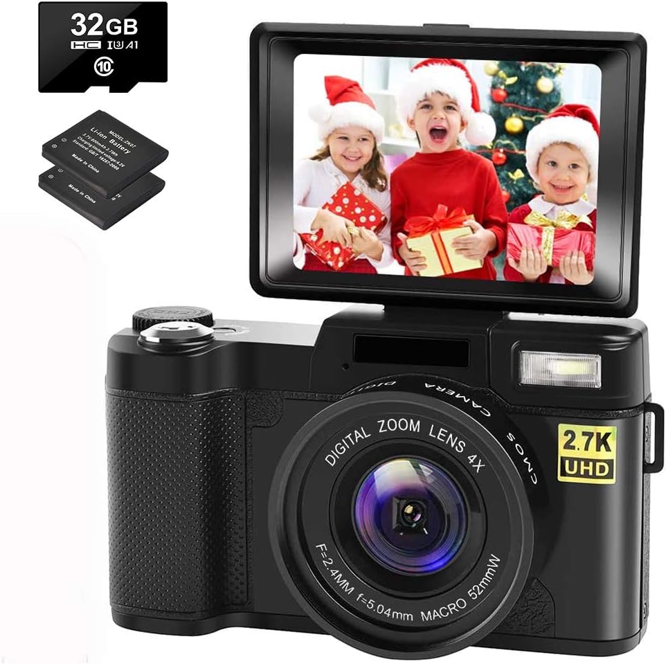 2.7K Vlogging Camera with Flip Screen and 32GB Memory Card Q6429