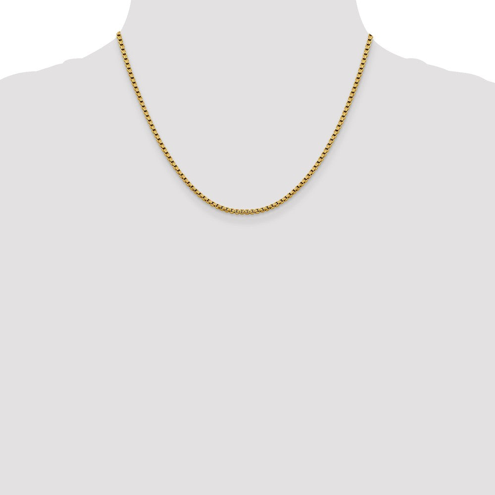 14kt Yellow Gold Diamond Cut Round Box Chain 18 inch Lobster Clasp J240442