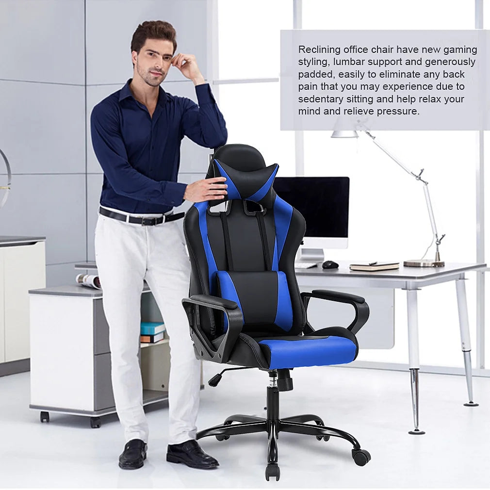 High-Back Gaming Chair with Lumbar Support (Blue) O475597