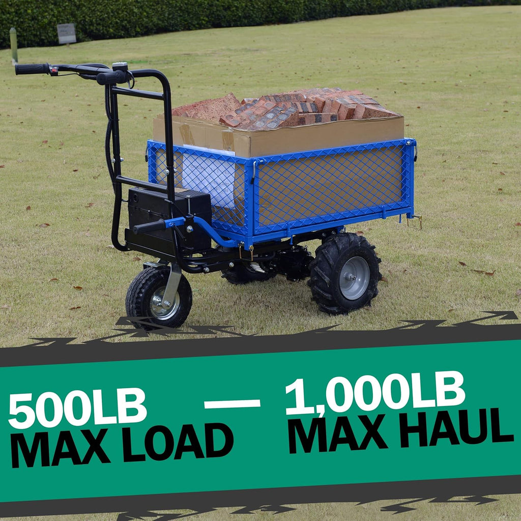 Electric Utility Cart Hand Truck 500W Battery Driven Max 500Lbs Load L4647