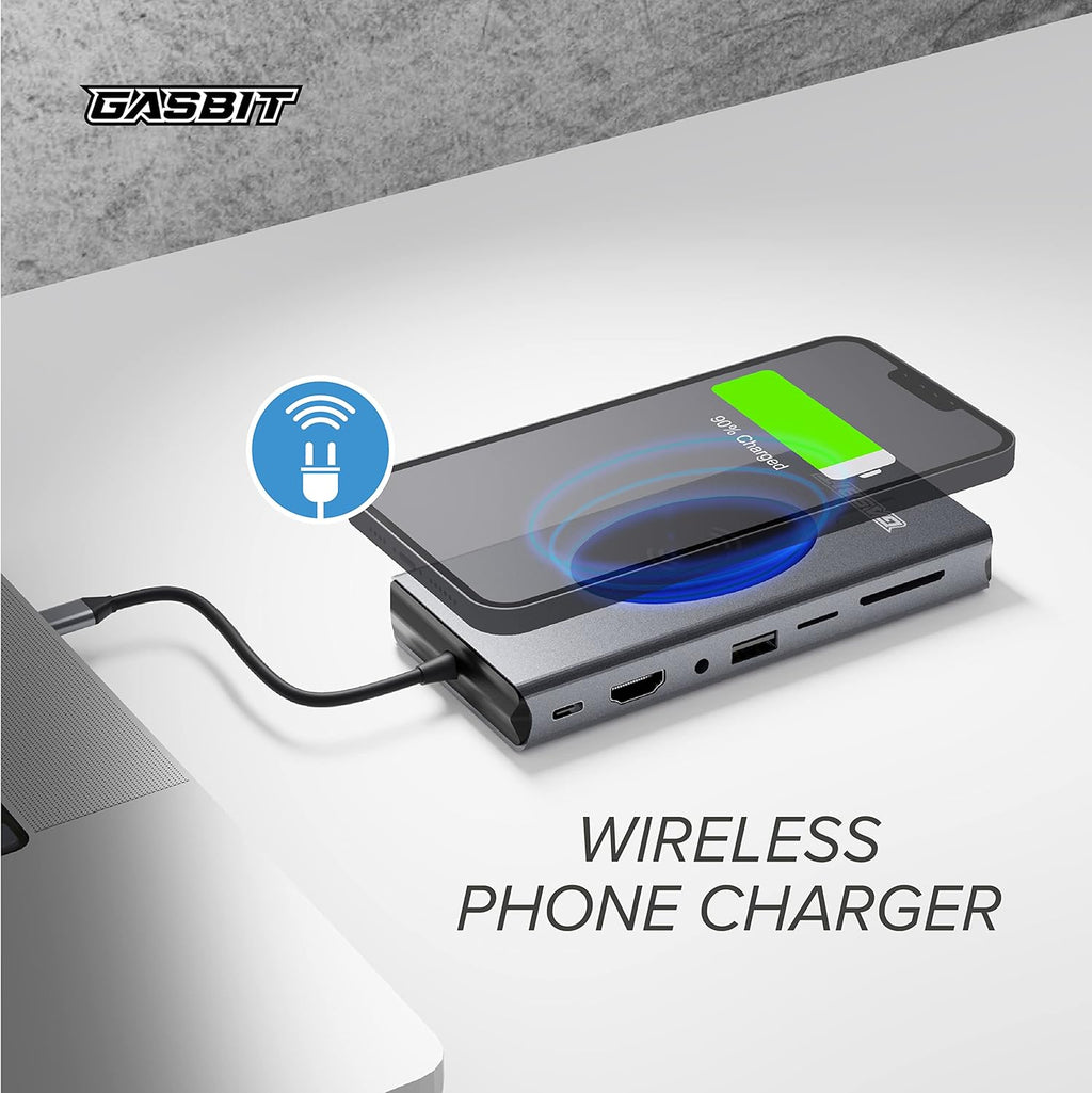 15-in-1 USB C Hub Multiport Adapter with Wireless Phone Charger P882243