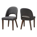18.5" Mid-Century Fabric Dining Side Chair in Dark Gray (Set of 2) E3368