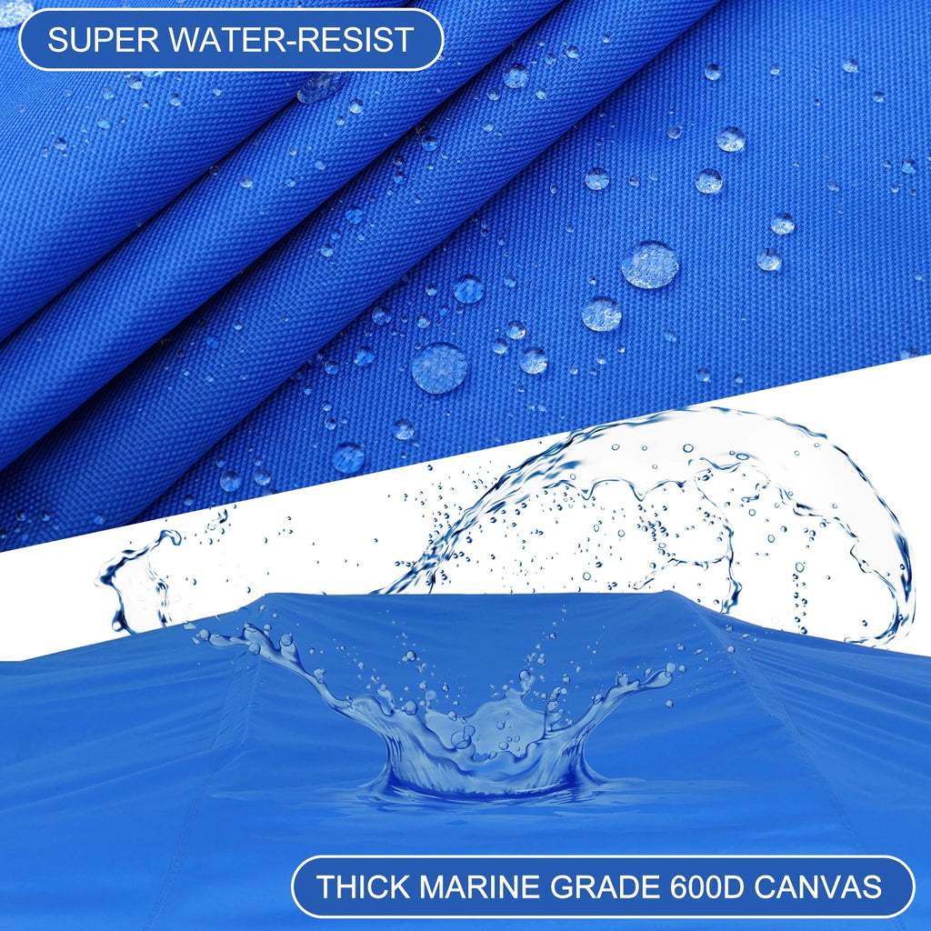 600D 3 Bow 6'L x 46"H x 67"-72"W Bimini Top Canvas Cover with Detachable Side Blocks Storage Blue F16791