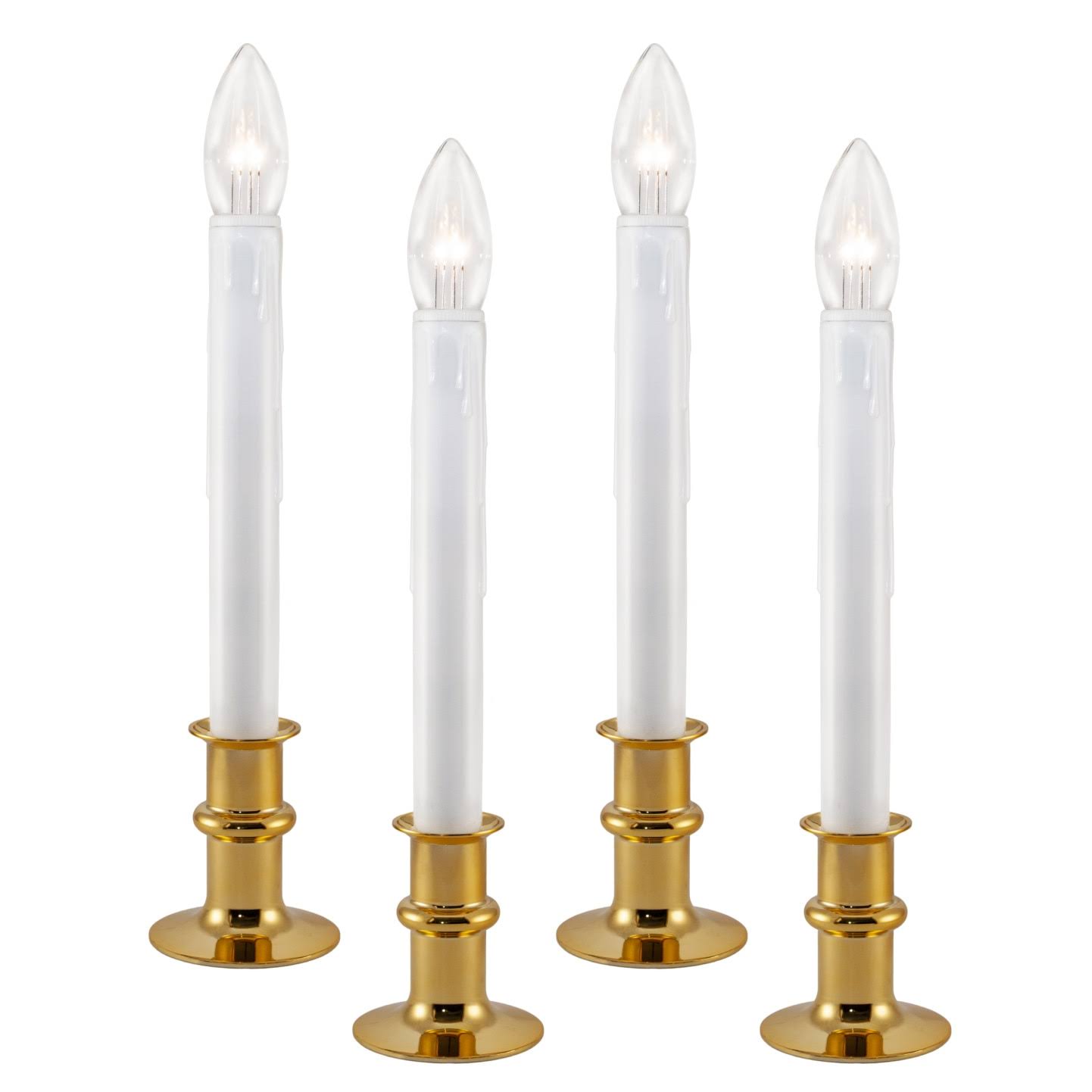 White Metal Base LED Window Candles with Timer, Battery Operated, Adjustable Height H93212