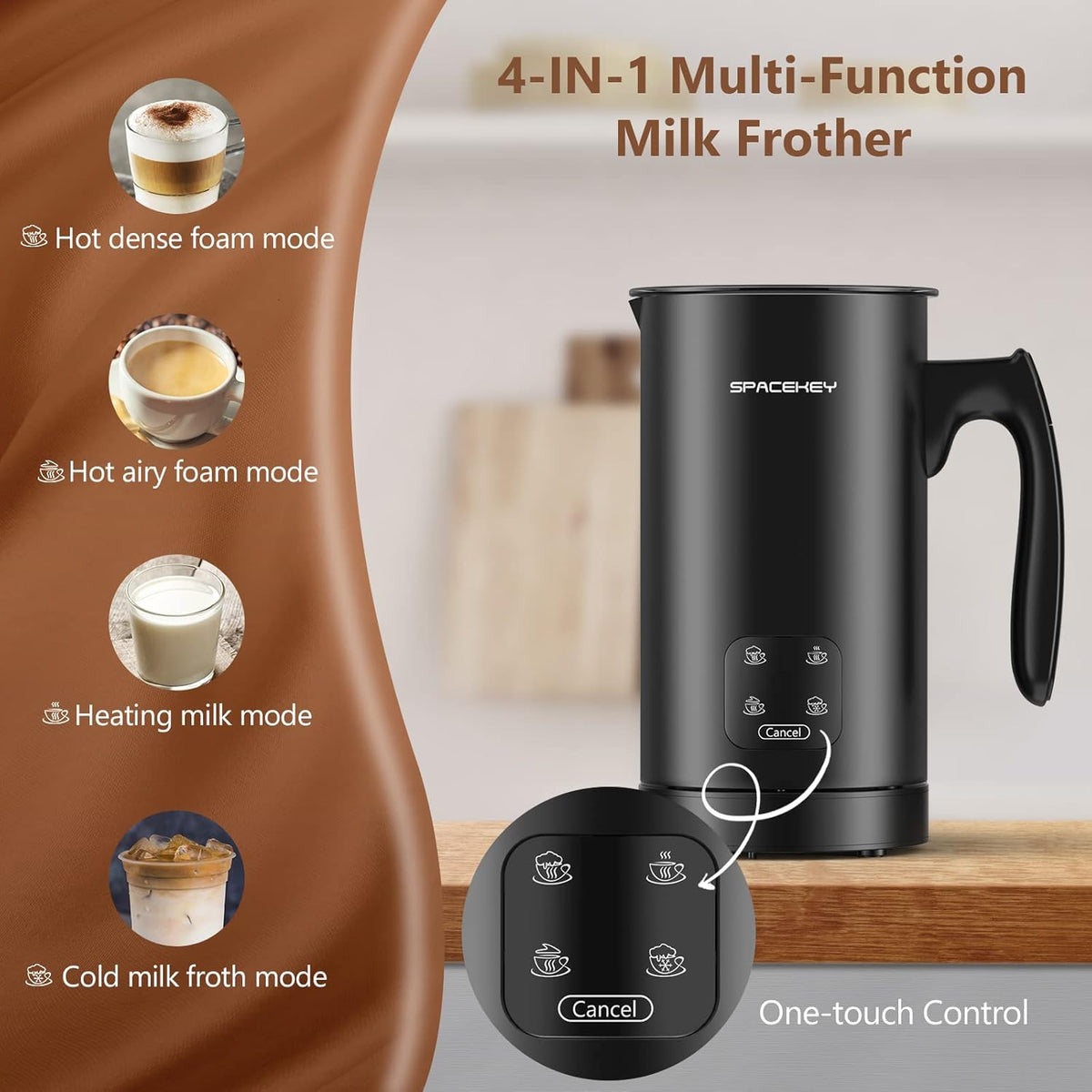 Black Pack of 2 Stainless Steel Electric Milk Frother and Steamer M8771