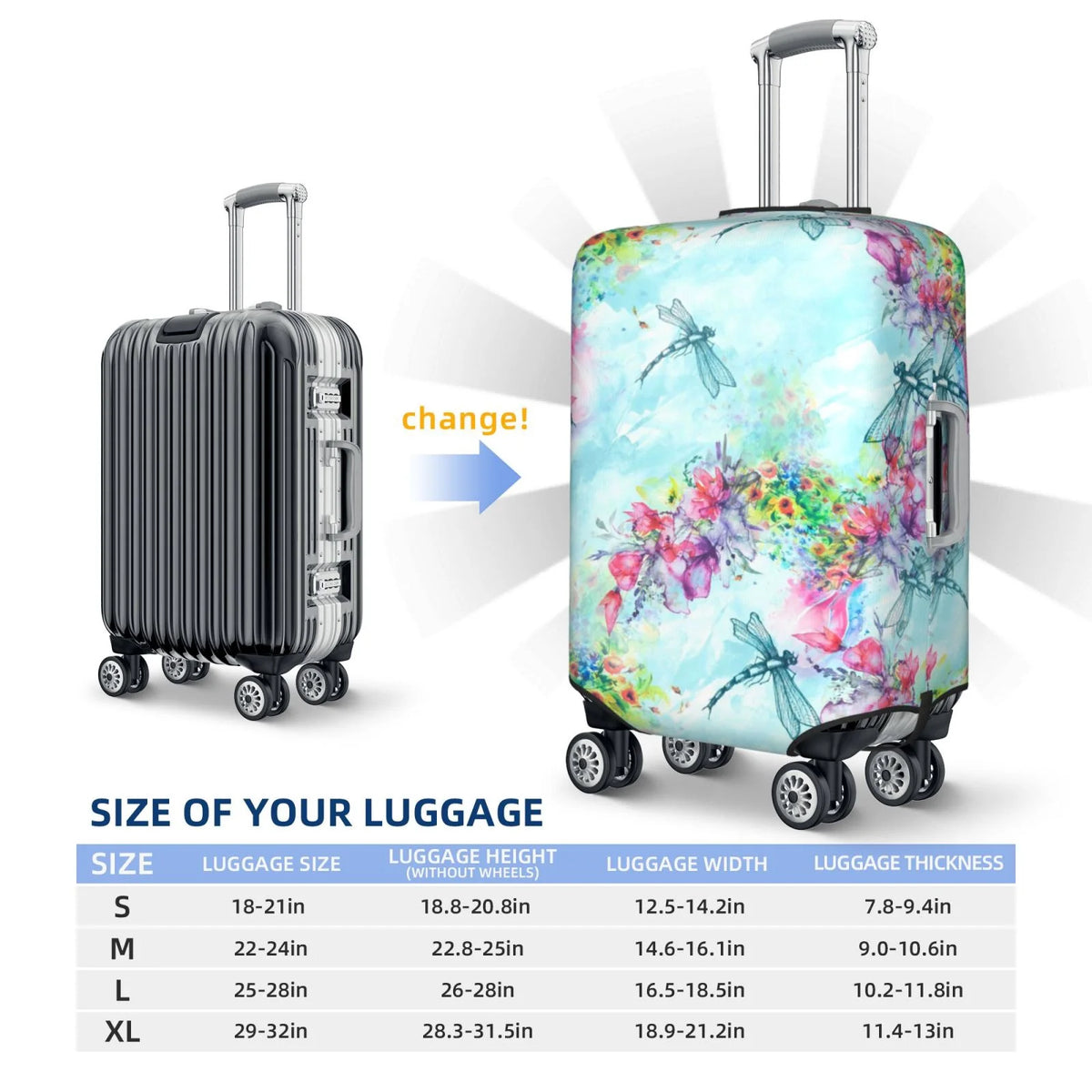 Large Suitcase Protective Cover with Hidden Zipper M132