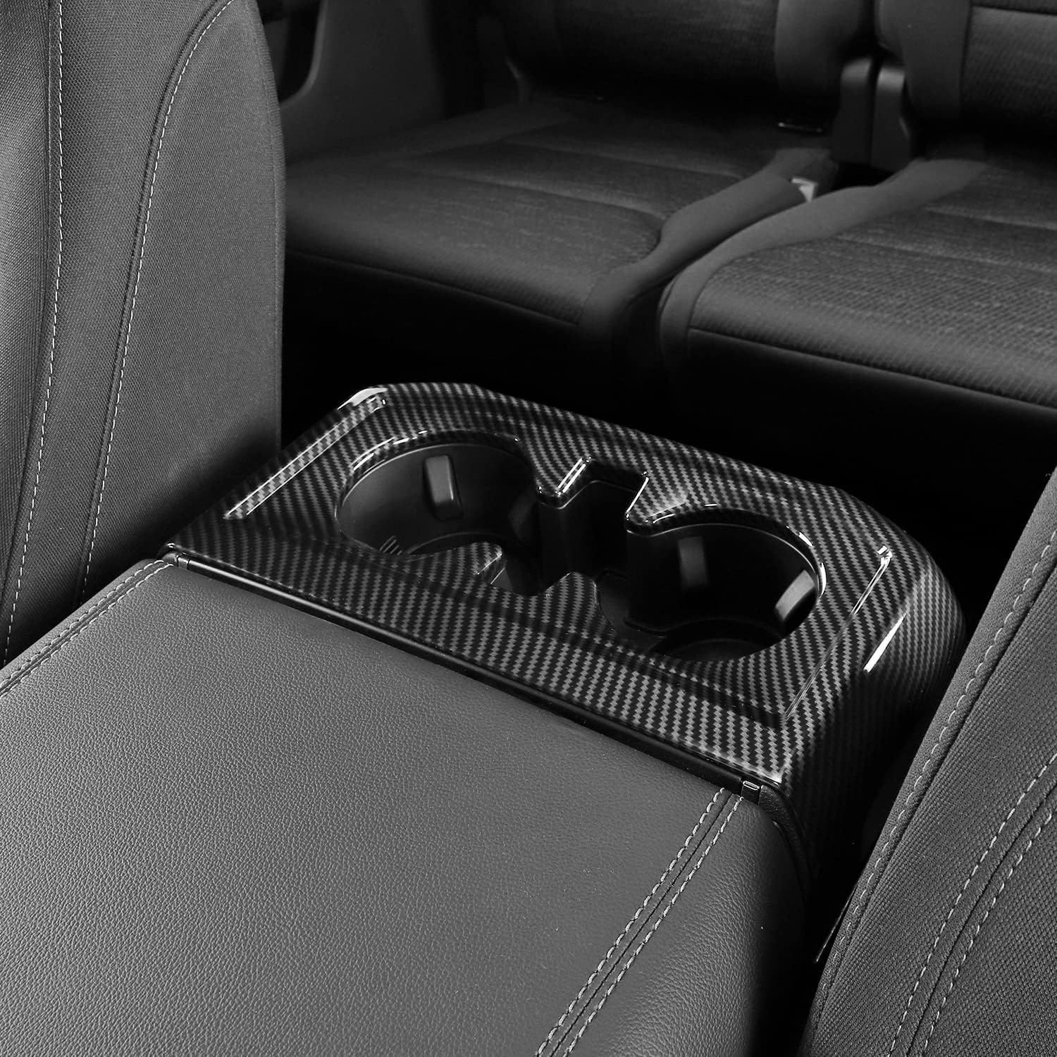 Carbon Fiber Center Console Cup Holder Trim Cover Panel Kit 2PCs J381