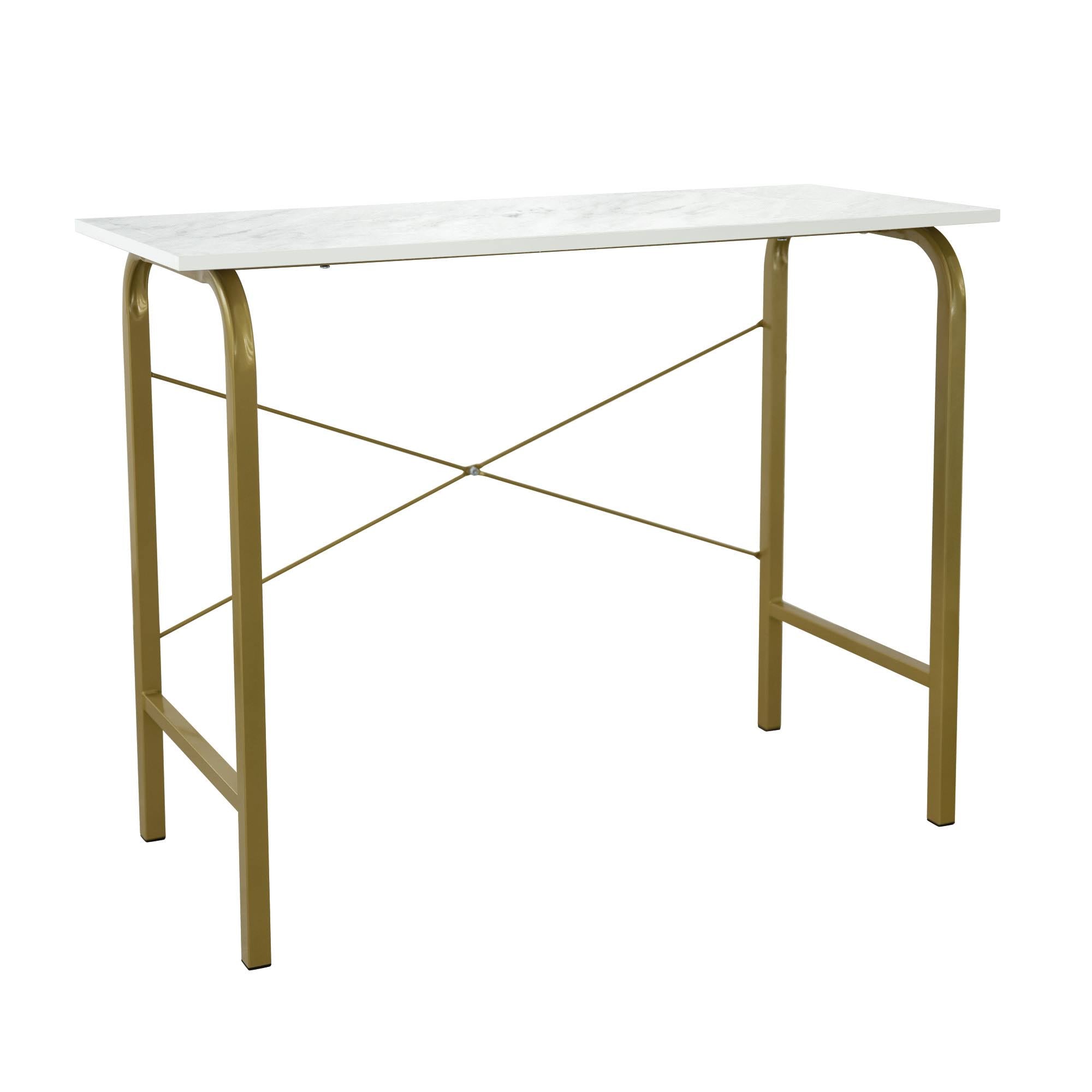 40 inch Faux Marble Top Desk with Brass Frame G1359