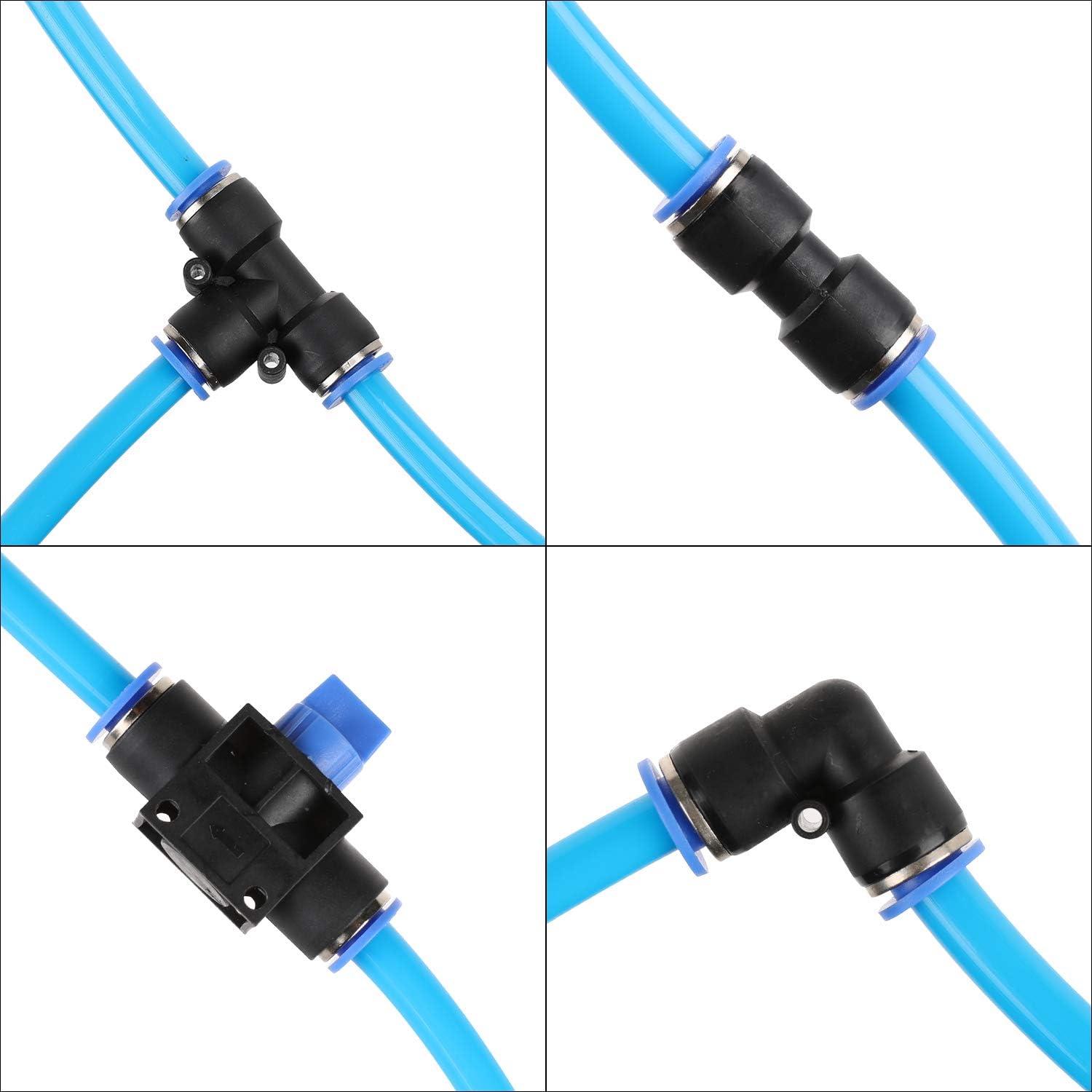 49PCS 3/8 Inch Nylon Compressed Air Pipe Kit with Cutter, Tees, Mounting Clips, Connectors R30866