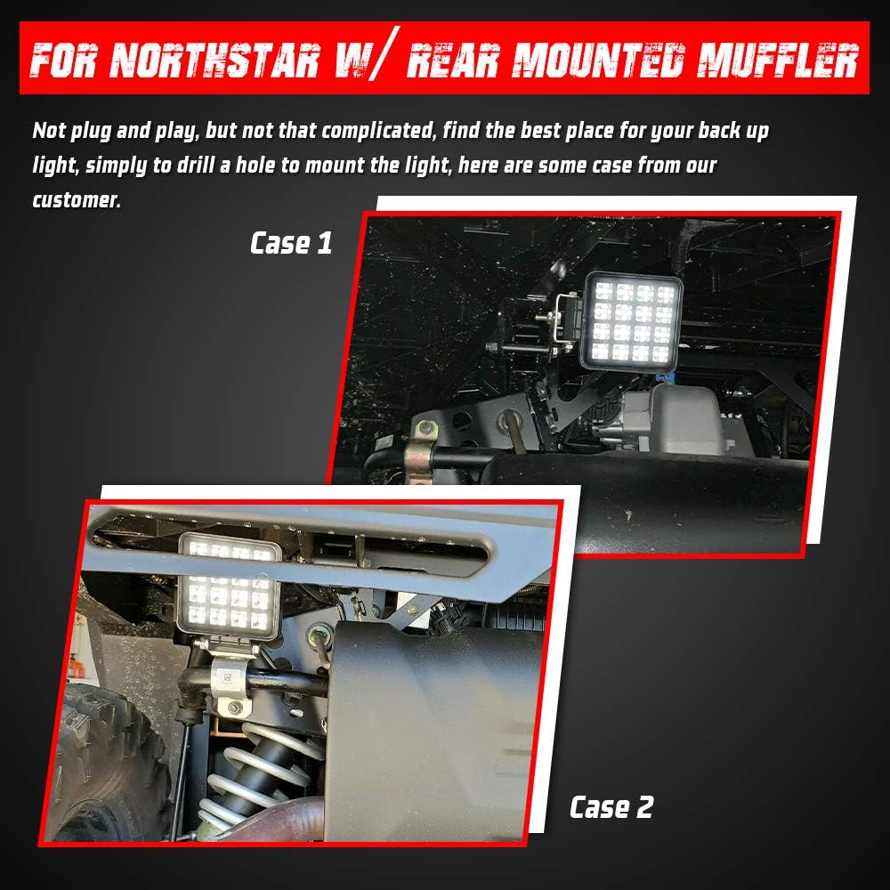 27W LED Backup Light for Polaris Ranger Crew 1000 XP Rear Below Cargo Reverse Flood Light Bar Pack of 2 E13663