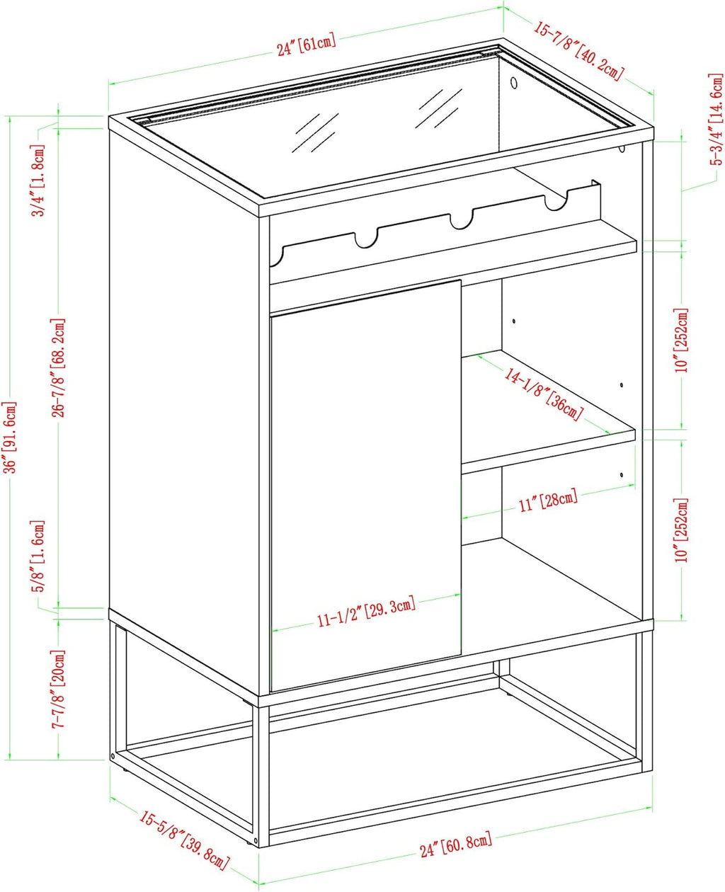 Rustic Oak Wood and Glass Bar Cabinet Y326671