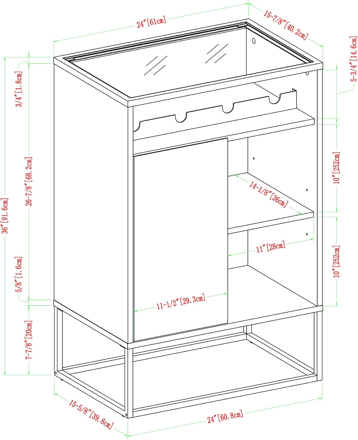 Rustic Oak Wood and Glass Bar Cabinet Y326671