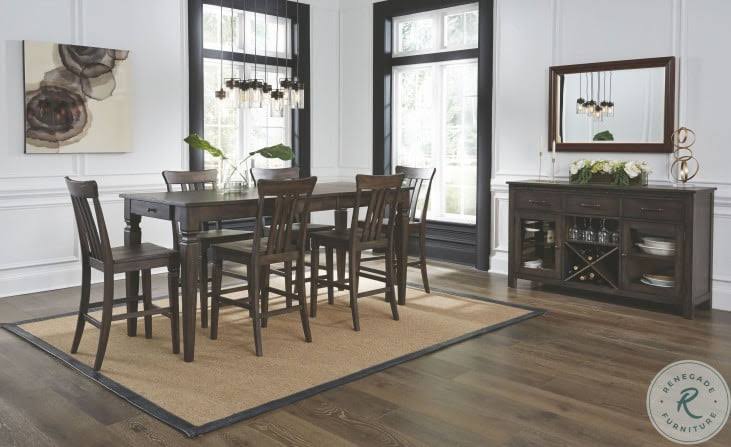 Dark Gray Slatback Counter Height Chair Set of 2 M466