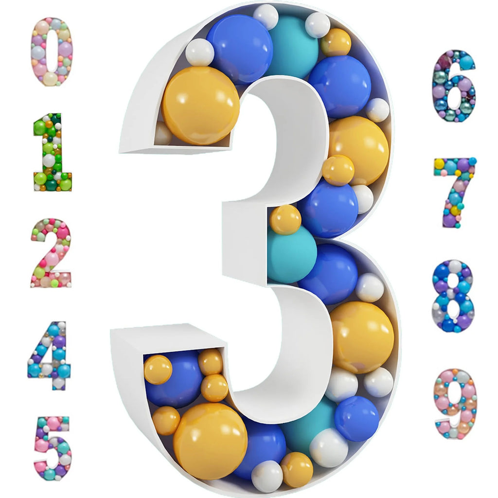 3 Pre-Cut Cardboard Light Up Mosaic Number Balloon Kit M403430