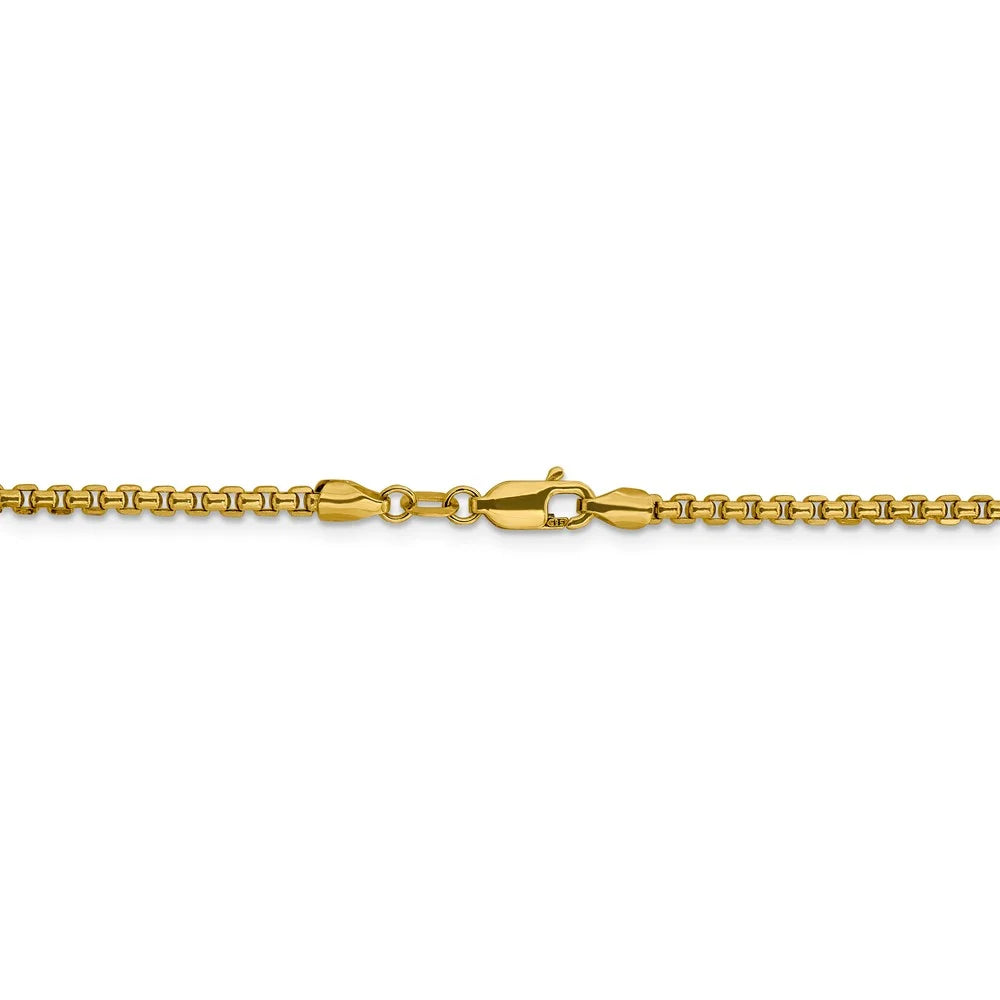 14kt Yellow Gold Diamond Cut Round Box Chain 18 inch Lobster Clasp J240442