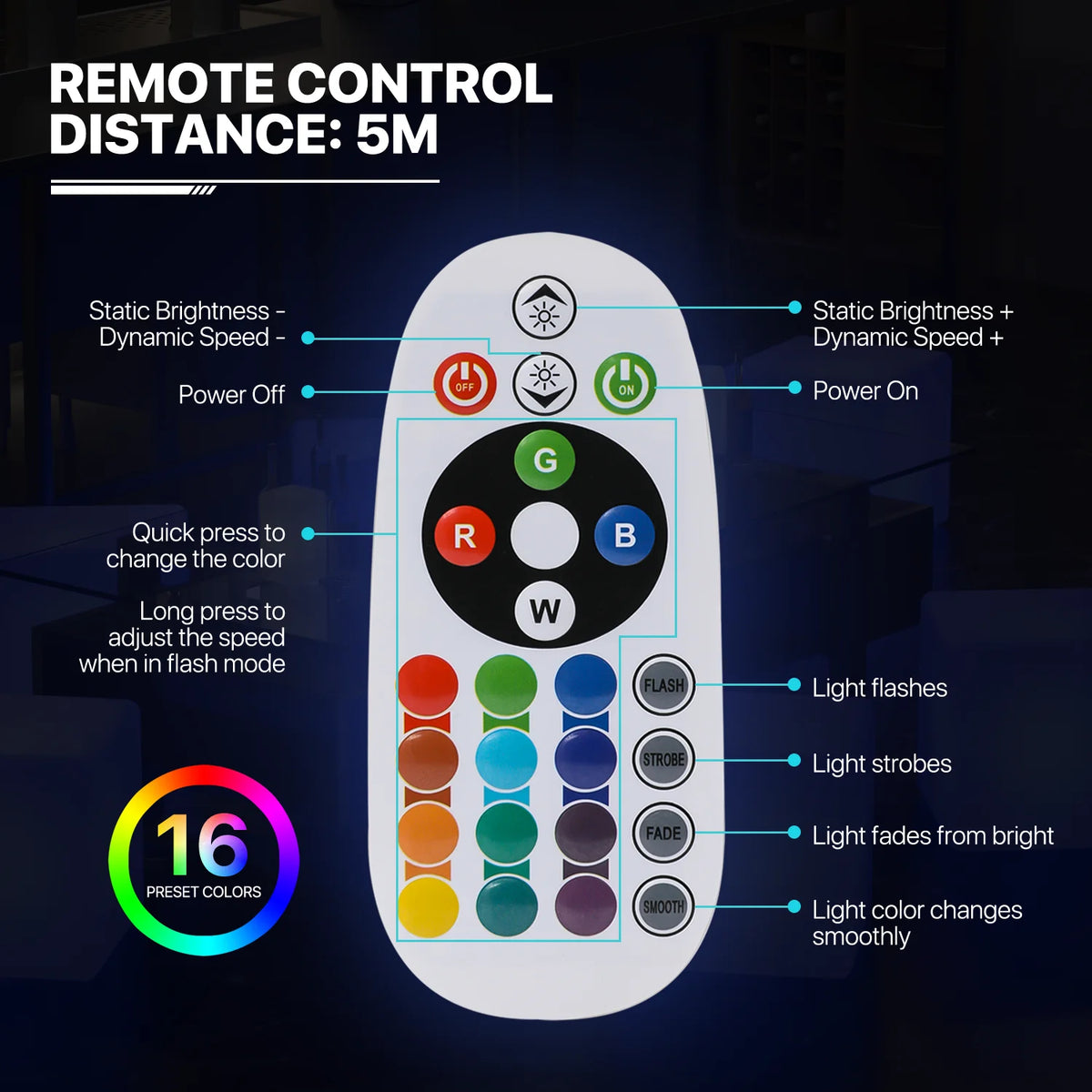 Hexagonal LED Light Up Bar Table with Remote Control K3457