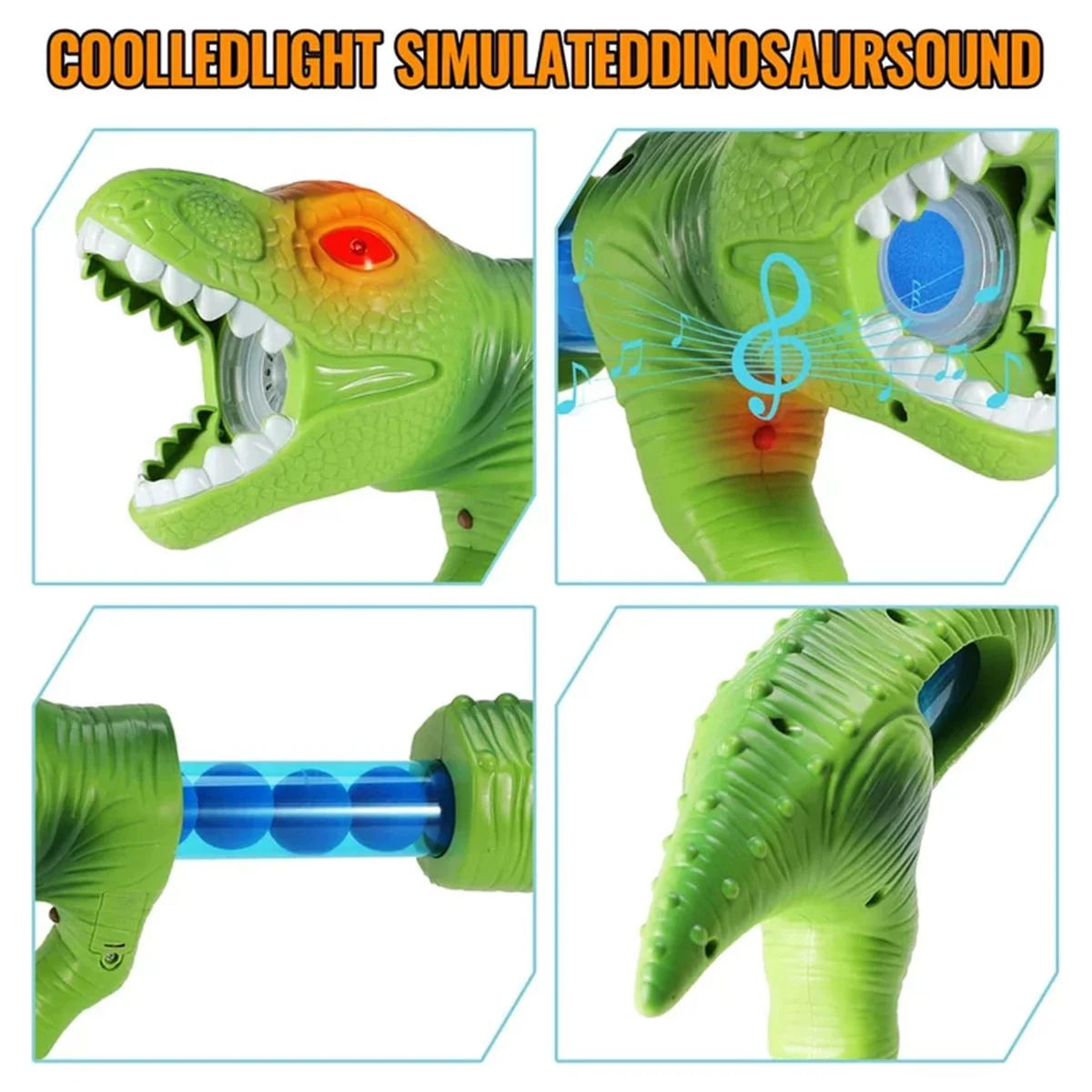 Dinosaur Shooting Game Toy with 2pk Foam Ball Popper Air Guns & 30 Foam Balls Y989