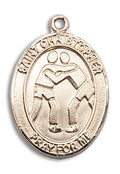 14kt Gold Filled Wrestling Medal Pendant Necklace K56192