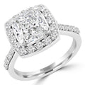 14K White Gold Cushion Cut Diamond Halo Engagement Ring Size 3.5 U362214