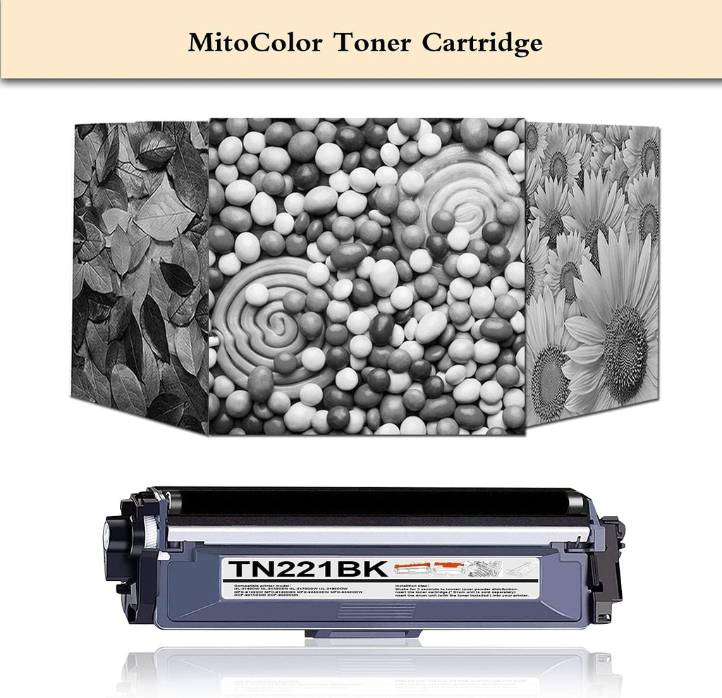 Black TN221BK Toner Cartridge Replacement for Brother Printer F637