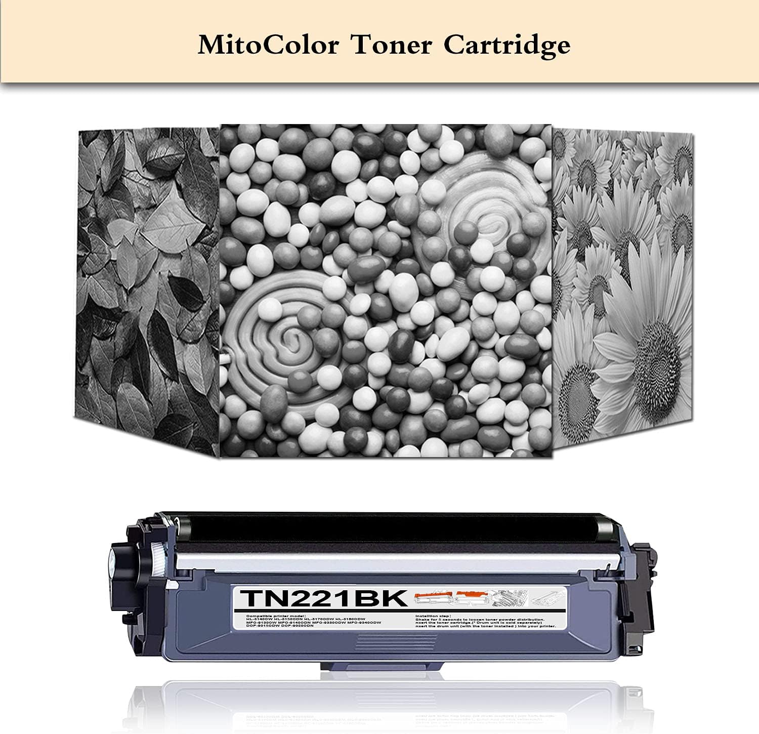 Black TN221BK Toner Cartridge Replacement for Brother Printer F637