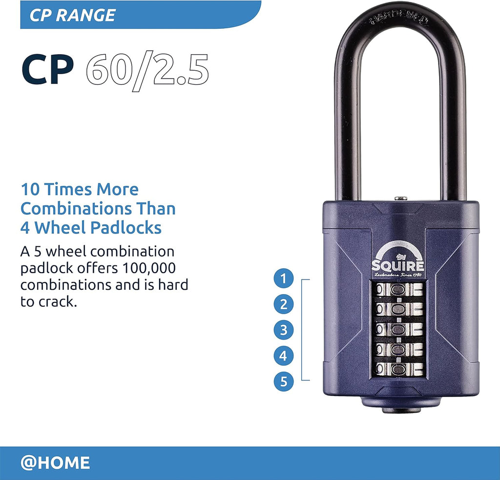 Blue 60 mm 5 Wheel Combination Padlock, Alloy Steel, Pack of 2 H7027
