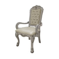 26 Inch Tufted Dining Armchair Set of 2 Faux Leather Bone White H7241