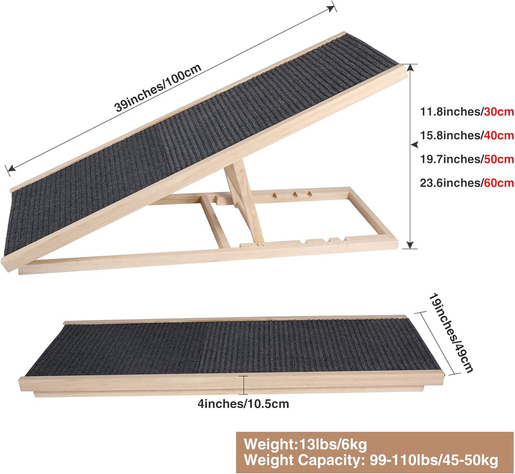 Wooden Pet Ramp with Non Slip Carpet Surface N45126