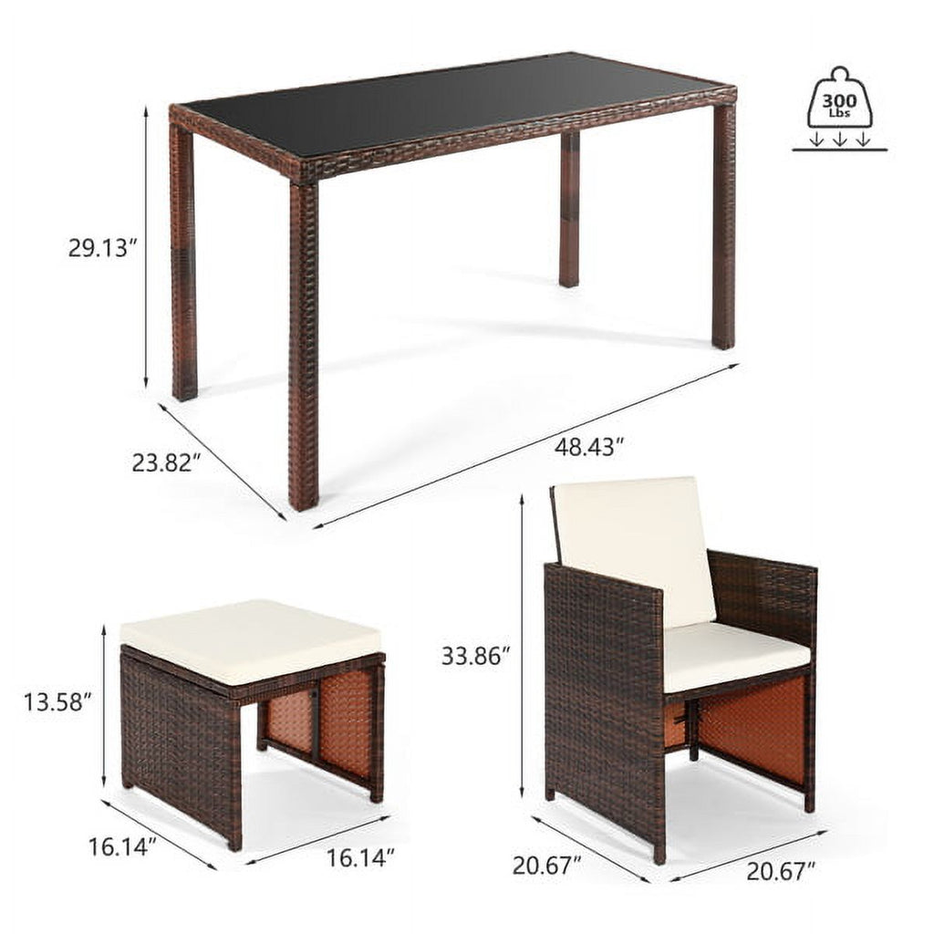 5-Piece PE Rattan Outdoor Dining Set U790541