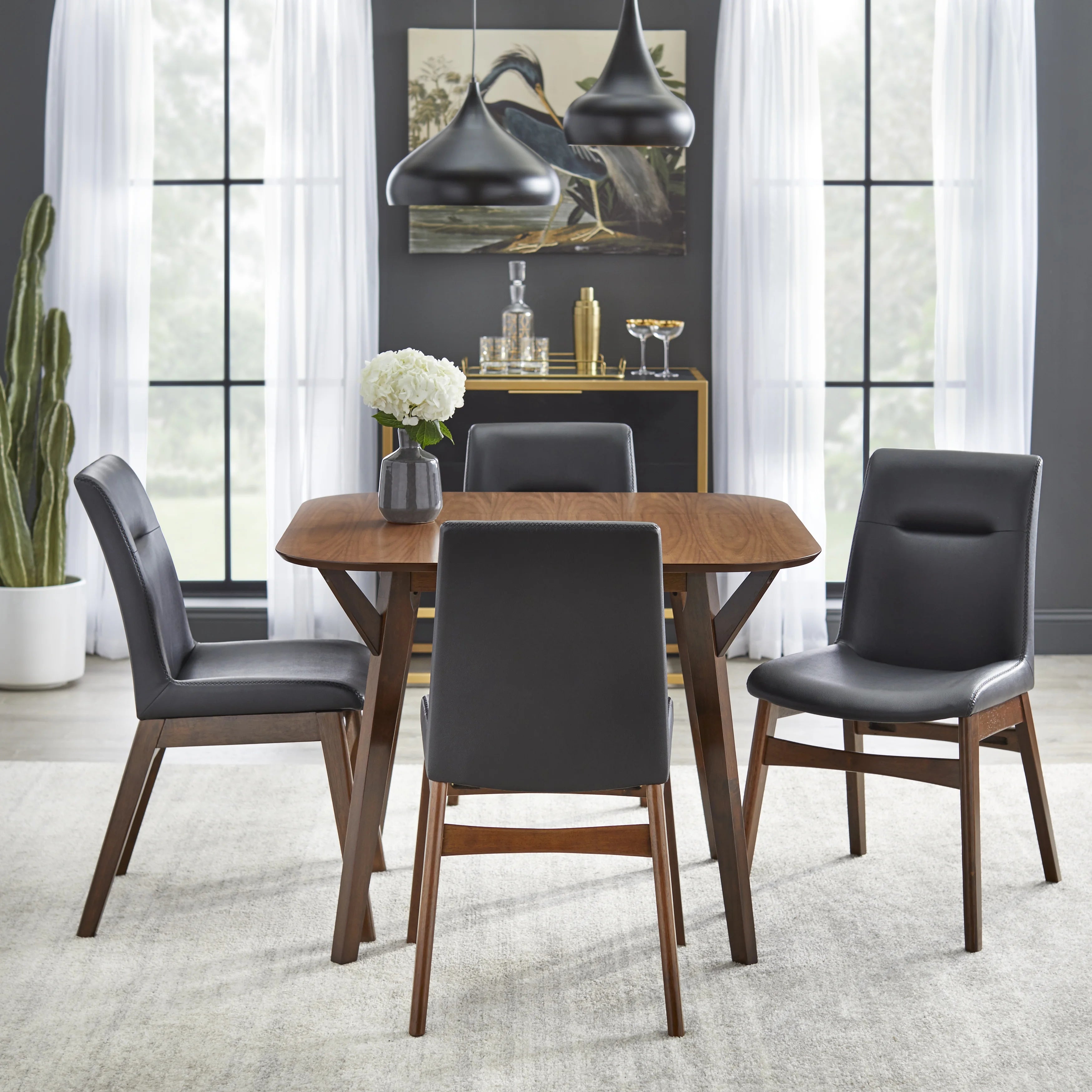 Black Faux Leather Dining Chair, Set of 2 I935902