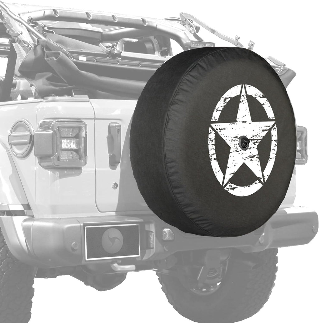 Distressed Star White Print 32 Soft Tire Cover for Jeep Wrangler JL with Back-up Camera Z2380