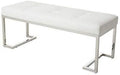 White Rectangle Tufted Faux Leather Bench H205