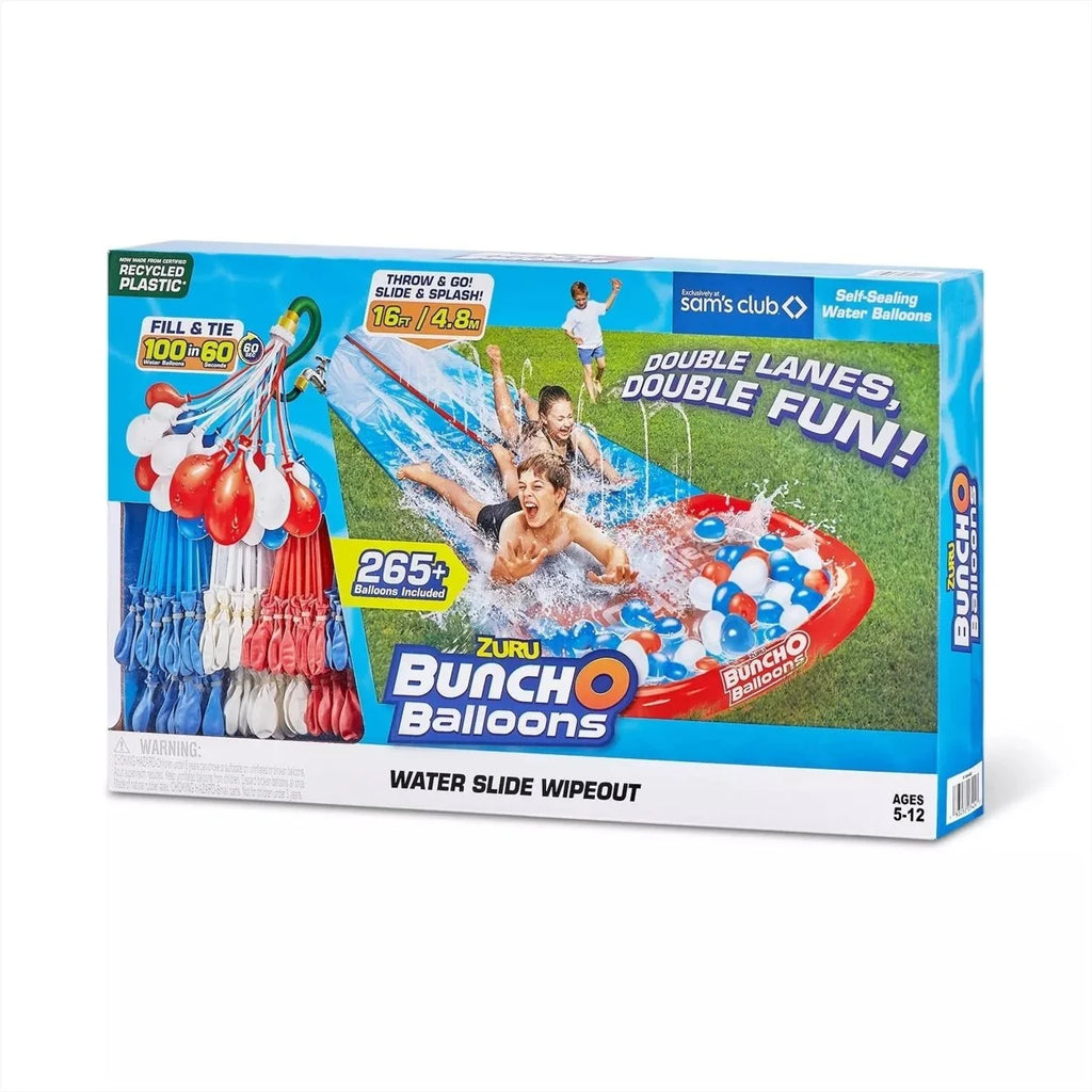 Red White Blue 2 Lane Water Slide with 8 Bunch O Balloons K4614