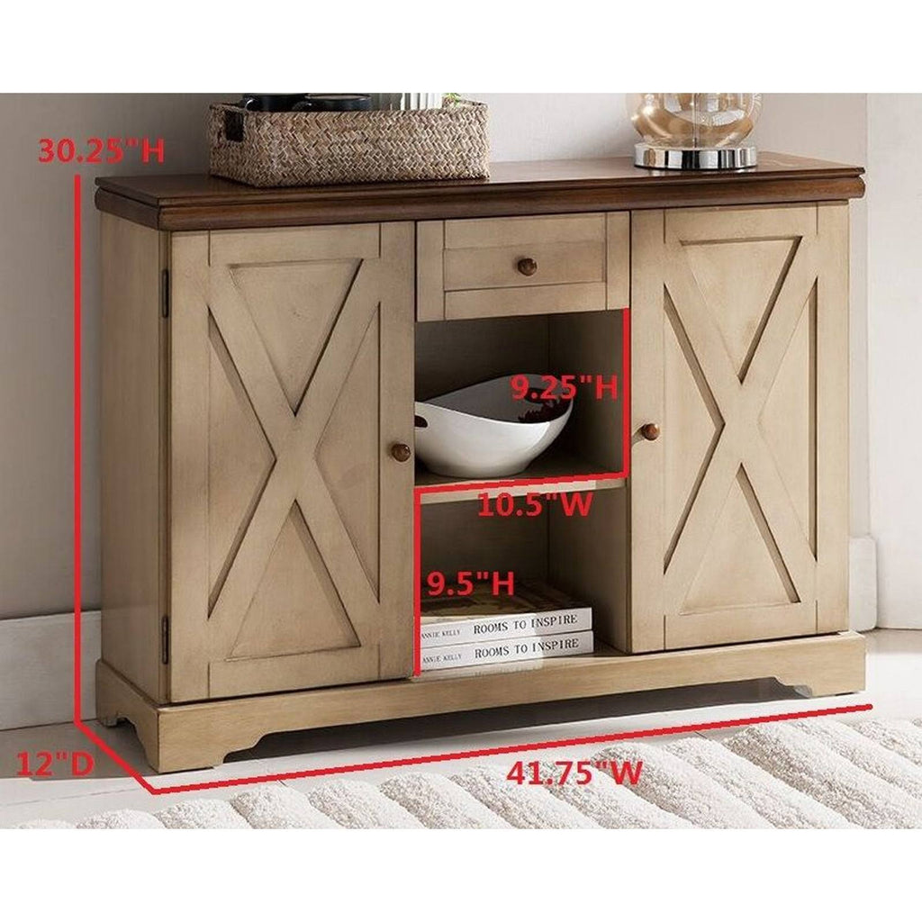 Black / Walnut Finish Wood Buffet Cabinet Console Table with Storage A461