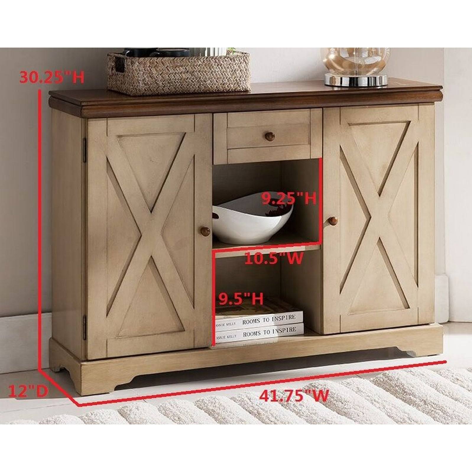 Black / Walnut Finish Wood Buffet Cabinet Console Table with Storage A461