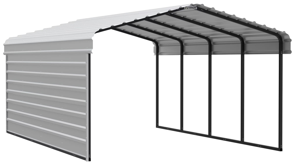 Galvanized Steel Carport with 1-Sided Enclosure, 12' x 20' x 7' H65481