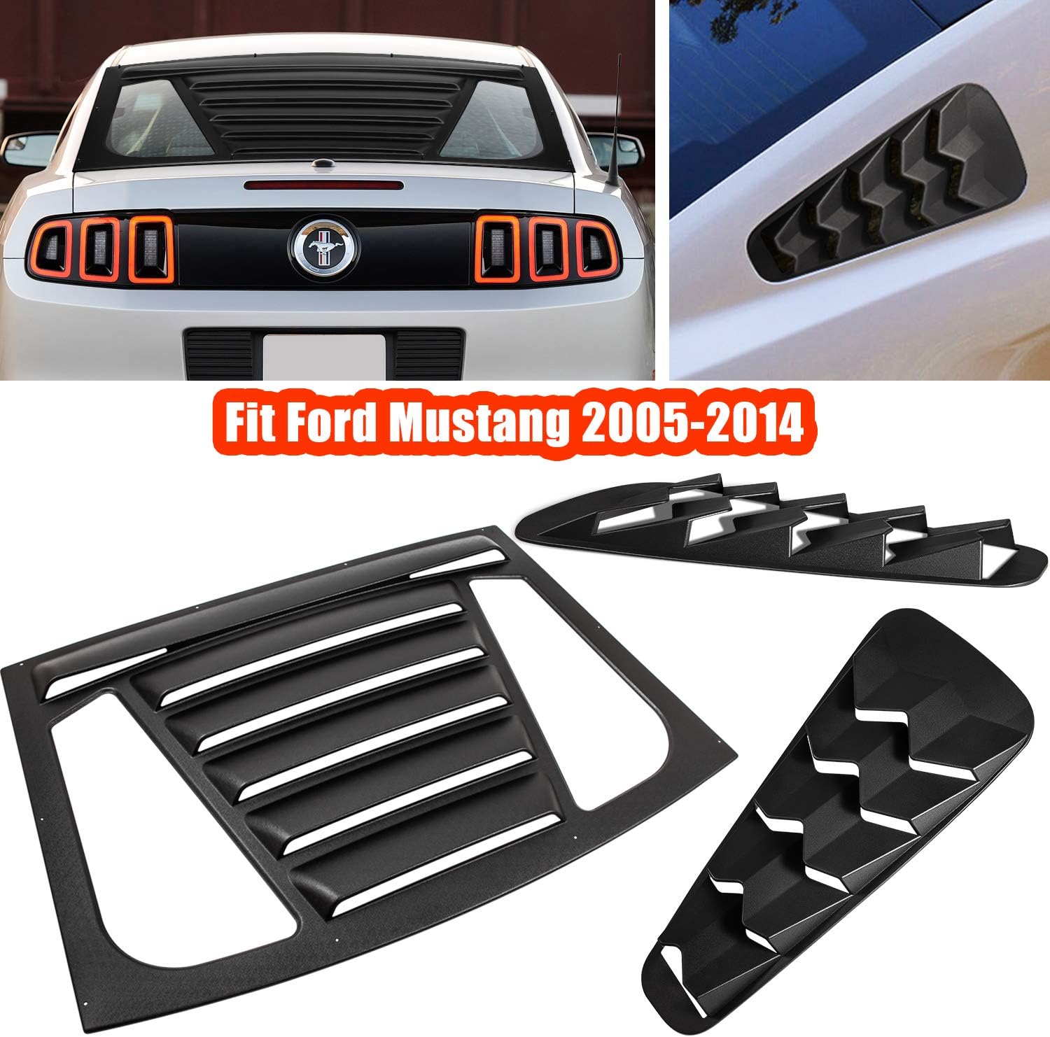 3pcs ABS Matte Black Rear & Side Window Louvers K754977