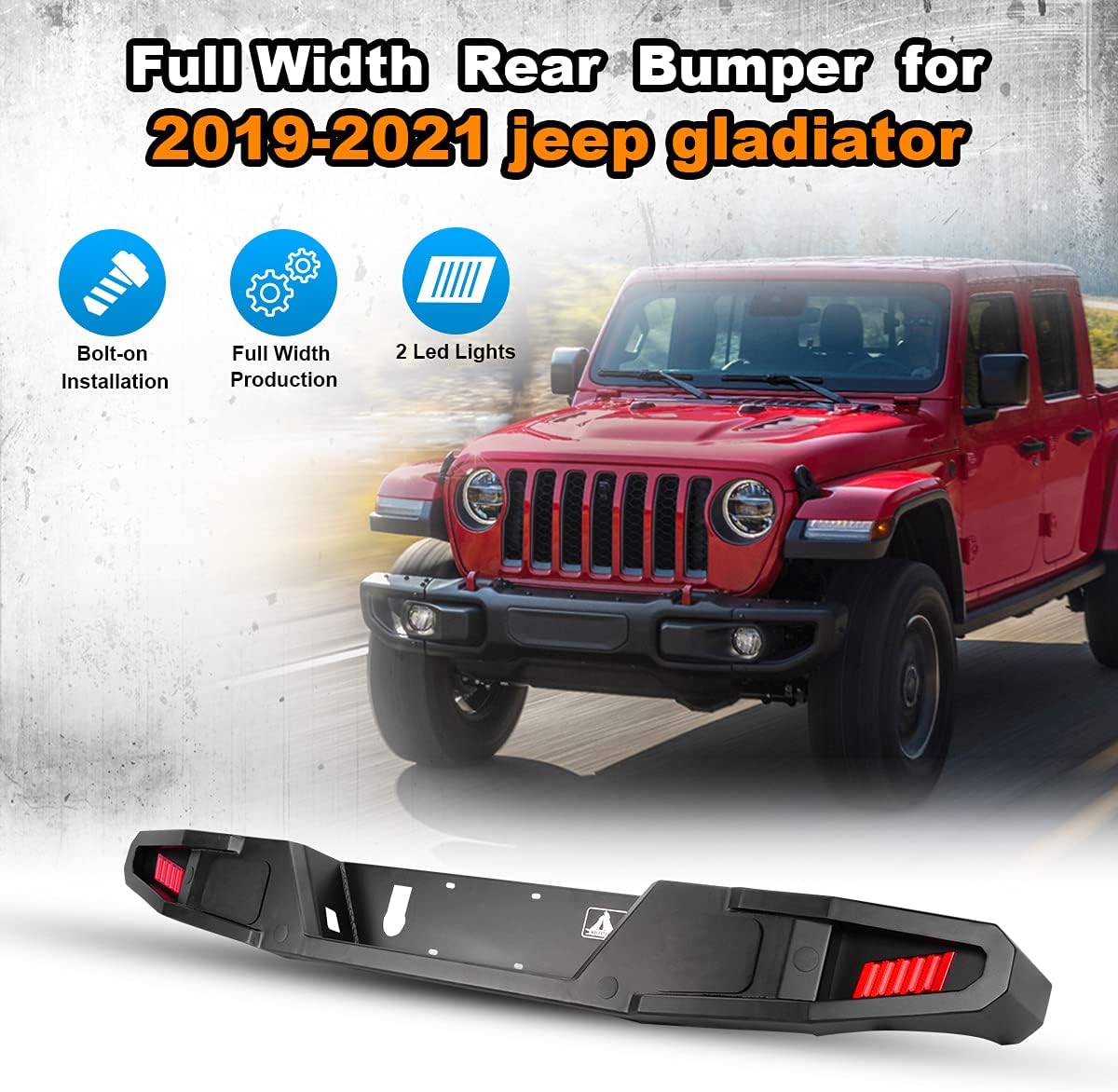 Rear Bumper with 2 Led Lights and Hitch Receiver B353042