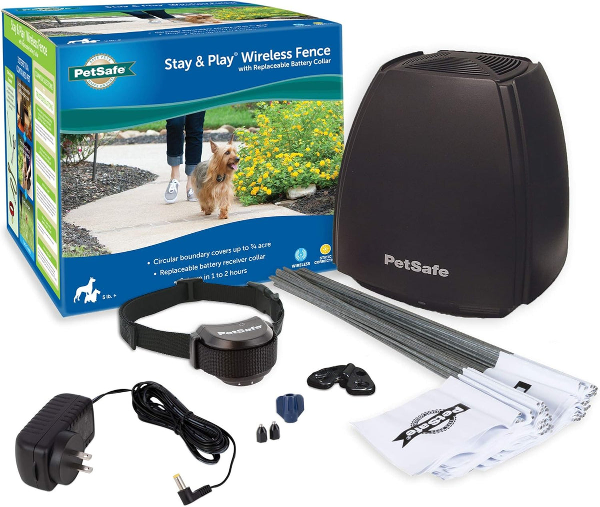 Wireless Fence with Waterproof Collar, Tone & Static, Covers up to 3/4 Acre T995266