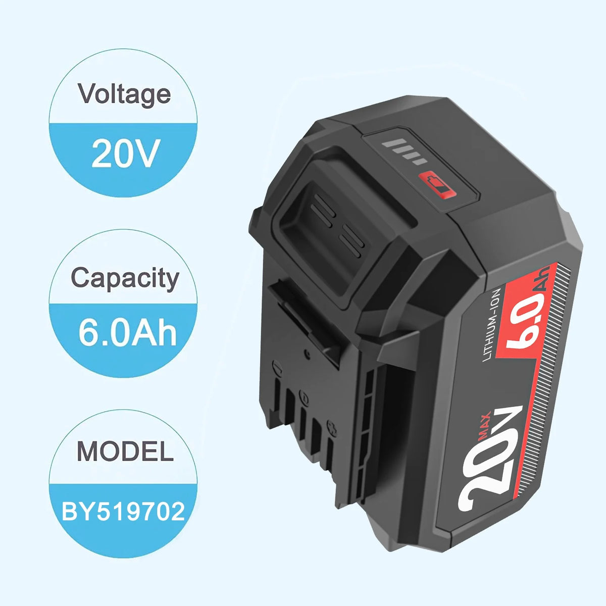 20V 6.0AH Lithium Battery for Cordless Power Tools O47939