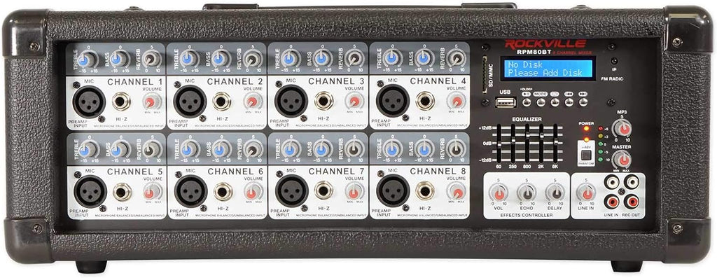 2400w Powered 8 Channel Mixer/Amplifier with Bluetooth W6199