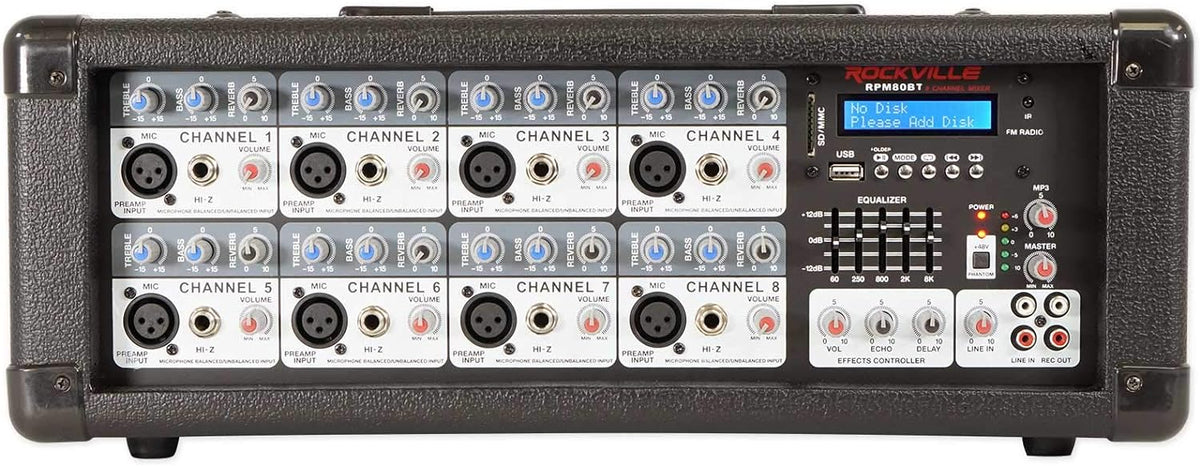 2400w Powered 8 Channel Mixer/Amplifier with Bluetooth W6199