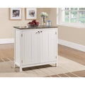 White Marble Wood Kitchen Island with Storage Doors and Shelves R514620